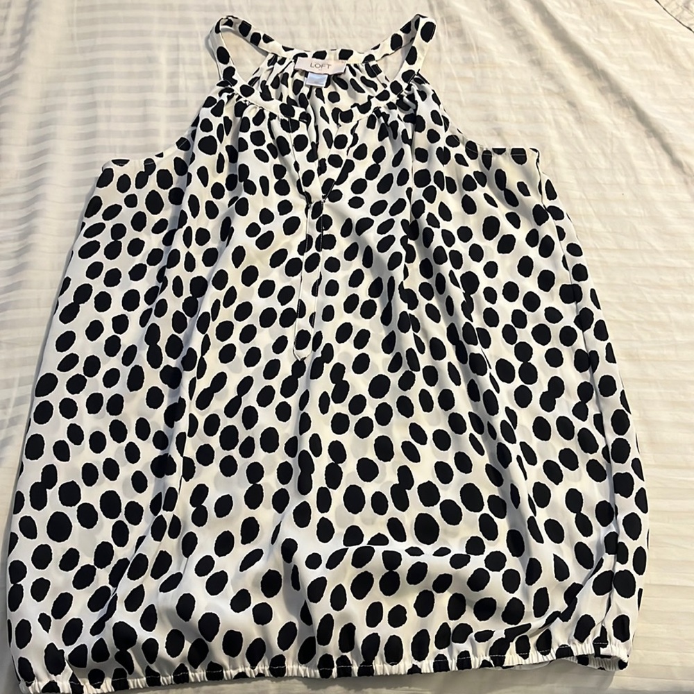 Loft XS White and Black Blouse
